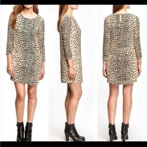 J. Crew Jules Leopard Shift Dress 3/4 Sleeve Sz 4